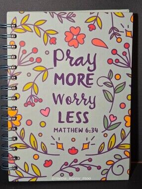 1 Pray More Worry Less Matthew 6:34 Hardcover Spiral Journal